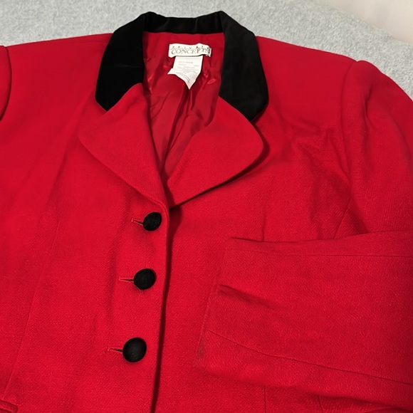 Vintage Red Wool Blazer Jacket Womens Size 8 Christmas Office Career Preppy - Picture 6 of 10